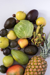 Tropical green exotic fruits assorted  