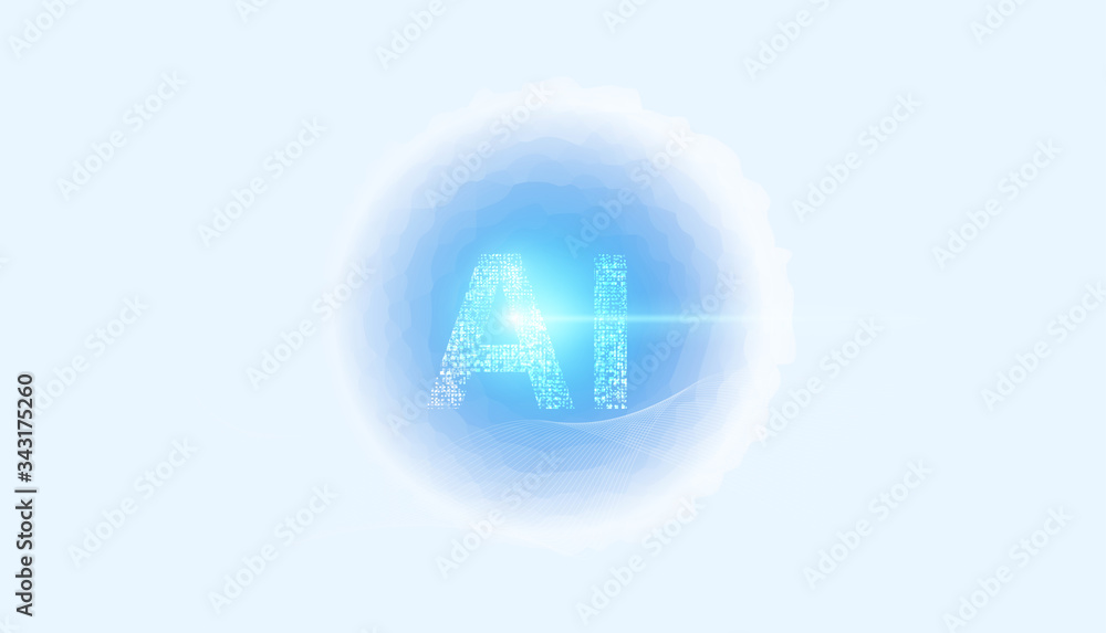 Poster abstract technology ai computing concept working data of artificial intelligence and futuristic digi