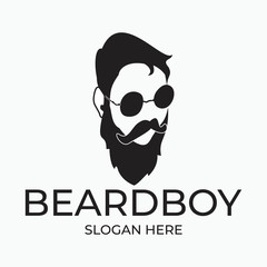 beard man with sunglasses - silhouette face beard logo
