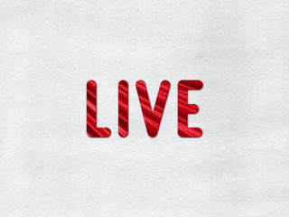Red live stream icon on grey paper background	