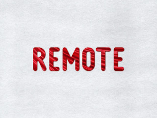 Red "Remote" icon on grey paper background