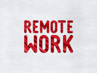Red "Remote work" icon on grey paper background
