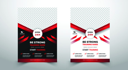 GYM / Fitness Flyer template with grunge shapes. vector