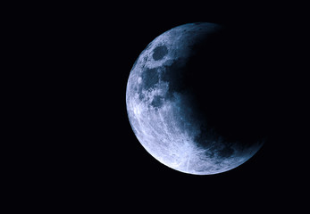 Moon in space, half part of moon with eclipse - obrazy, fototapety, plakaty