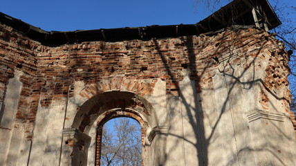 tower brick ruins in european park