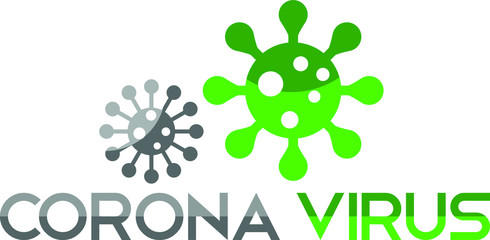 Corona Virus Logo and Covid 19 logo green and grey.