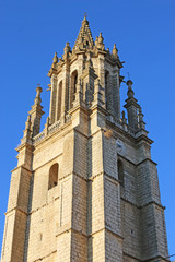 Fototapeta na wymiar Ampudia Church tower, Spain