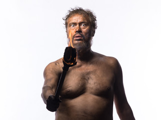 Fototapeta premium naked man with a torch