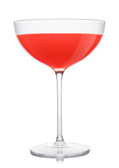 Cosmopolitan cocktail in luxury crystal glass on white. One of the most popular cocktails in the world.