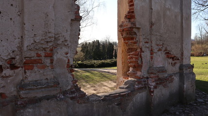 tower brick ruins in european park