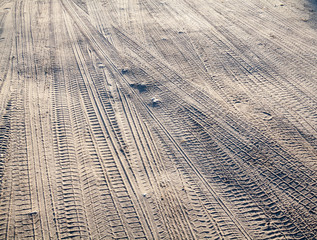 Fototapeta premium Wheel tracks on the ground