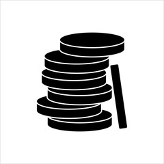 Stack Of Coin Icon, Round Piece Of Metal Currency, Two Flat Face Metal Money