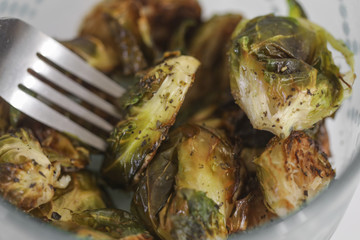 Closeup roasted Brussel sprouts 