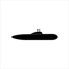 Submarine Icon, Watercraft That Can Wrok, Travel Both Above And Below The Surface Of The Water