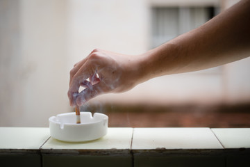 World No Tobacco Day Concept Stop Smoking.tobacco cigarette butt on the floor