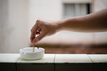 World No Tobacco Day Concept Stop Smoking.tobacco cigarette butt on the floor