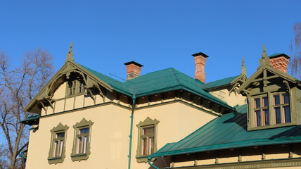 Fototapeta na wymiar vintage building with unique roof