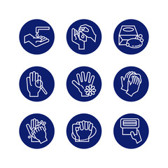 bundle of hands washing block style icons