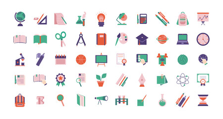 bundle of schoolflat style set icons
