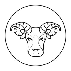 Aries black line icon. Zodiac sign. Astrology and horoscope. Predictions and human character. Element fire. Ruler Mars. UI UX GUI design element. Editable stroke.