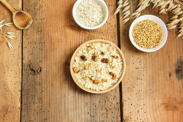 Haferbrei Porridge Schale Schüssel Frühstück Müsli Top View