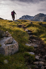 Trekking in the pyrenees mountains, Spain 