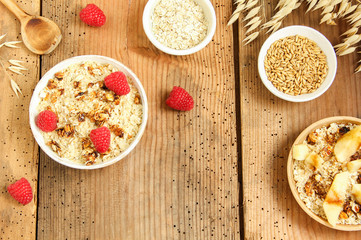 Overnight Oats Übernacht Haferbrei Haferflocken über Nacht Frühstück Himbeeren Früchte frisch