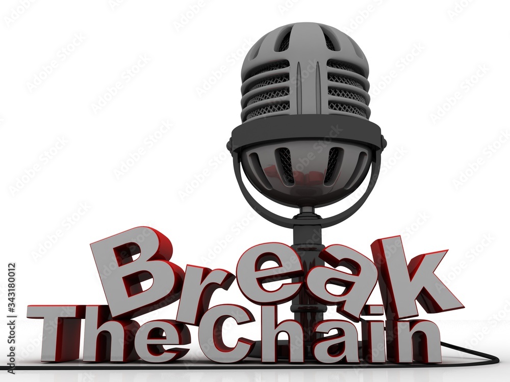 Poster 3d rendering break the chain of covid 19