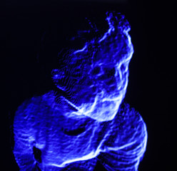 3D human figure in polygonal mesh.