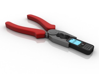 3d rendering mobile phone in cutting player