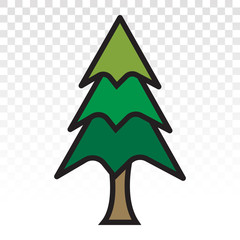 Evergreen conifer / pine tree (pinus) vector flat icon for apps and websites on a transparent background
