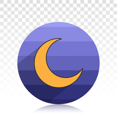 Obraz na płótnie Canvas Crescent moon or night / nighttime vector flat icon for apps and websites on a transparent background