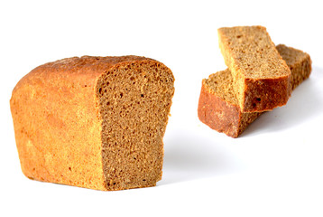 whole grain black bread  isolated on white background,photo