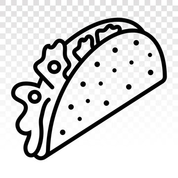 Taco - Mexican Food Lunch Line Art Vector Icon For Apps And Websites On A Transparent Background