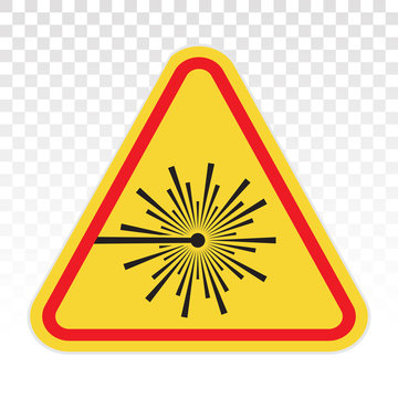 Warning sign - laser beam ray vector flat icon on a transparent background