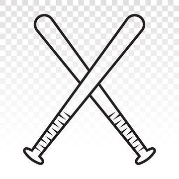 Baseball stick vector line art icon for sports apps or website on a transparent background