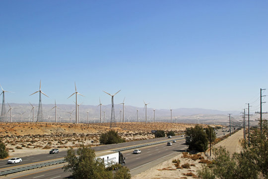 Landscape With Wind Turbines Coachella Valley California