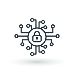 cyber security icon design, vector illustration graphic Security logo Artificial Intelligence Keyhole icon speed internet technology.