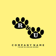 Initial Letter RU Logo With circle Template Vector