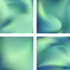 Set with abstract blurred backgrounds. Vector illustration. Modern geometrical backdrop. Abstract template. Pastel green, blue colors.