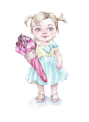 little girl with enormous ice cream