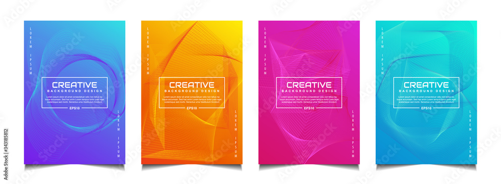 Poster set of trendy gradient cover poster design background template with dynamic soft colorful and abstra