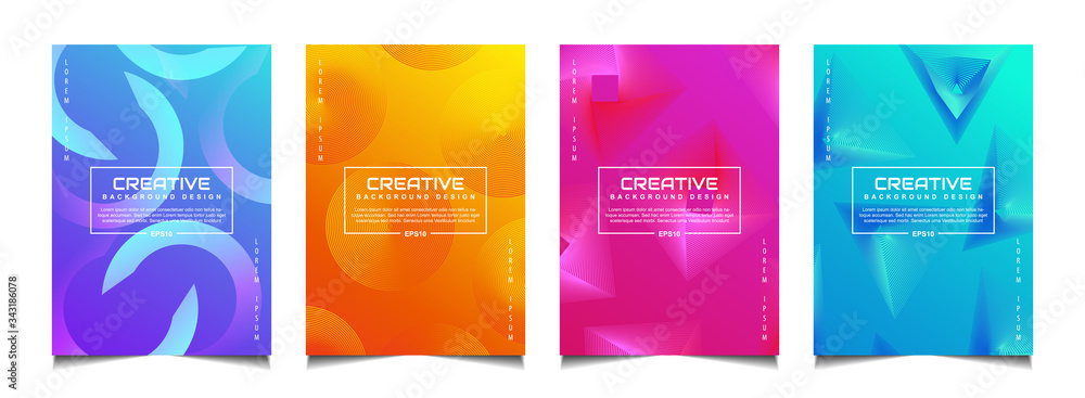 Poster set of trendy gradient cover poster design background template with dynamic soft colorful and abstra