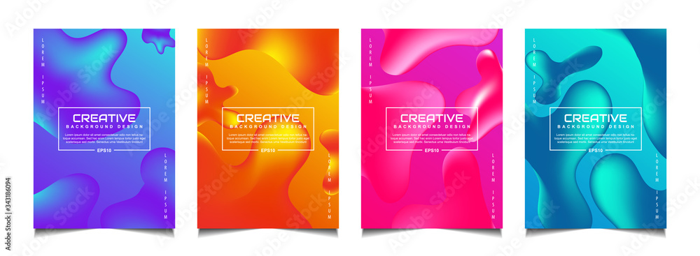 Poster set of trendy gradient cover poster design background template with dynamic soft colorful and abstra