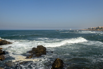Fototapeta na wymiar Stone coast of Atlantic ocean.