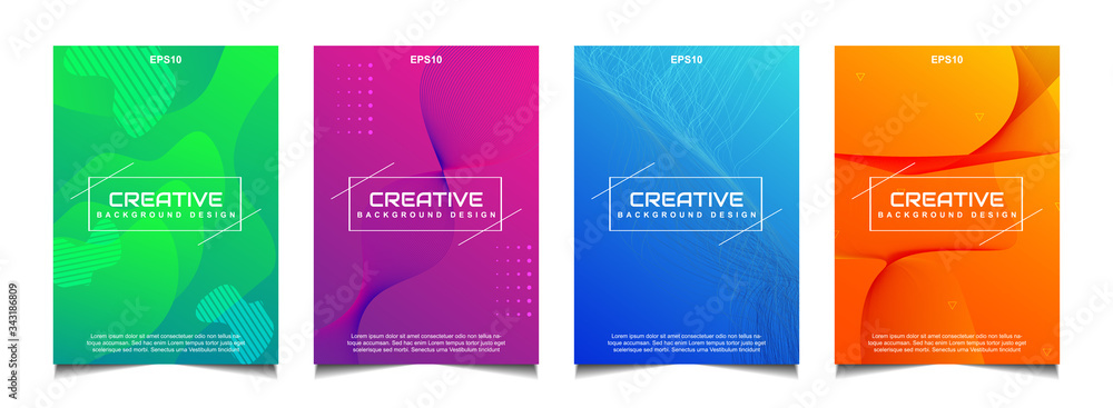 Poster set of trendy gradient cover poster design background template with dynamic soft colorful and abstra