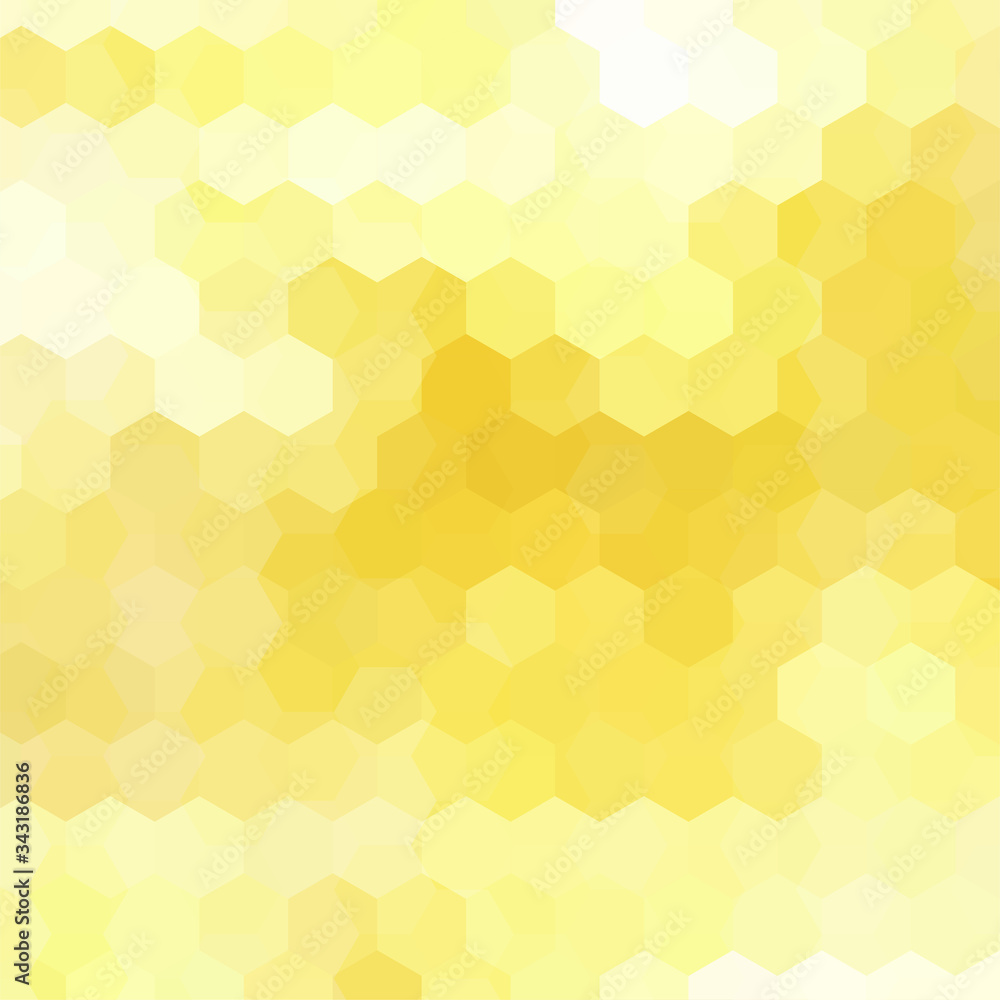 Poster background made of yellow hexagons. square composition with geometric shapes. eps 10