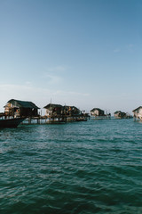 Semporna, Sabah, Malaysia - 26 April 2020 - Sea gypsies house by the sea