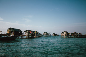 Obraz premium Semporna, Sabah, Malaysia - 26 April 2020 - Sea gypsies house by the sea
