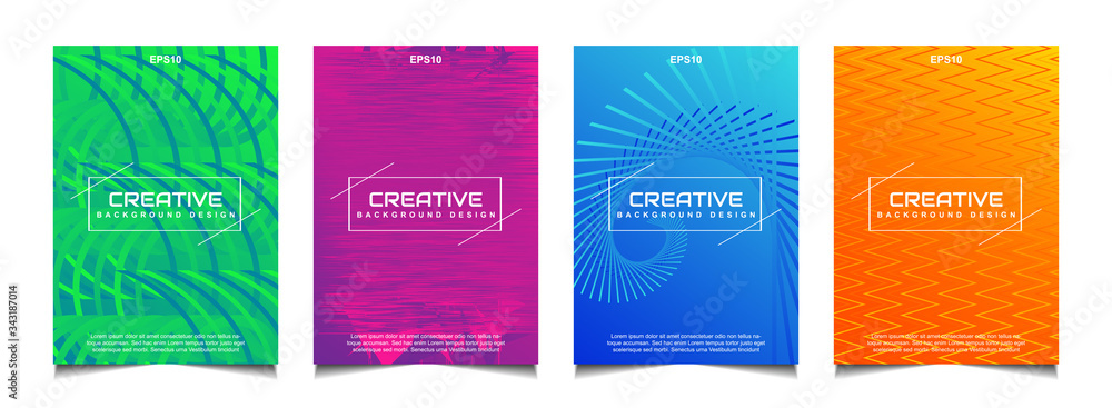 Poster set of trendy gradient cover poster design background template with dynamic soft colorful and abstra